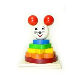 HESS SPIELZEUG Greifspielzeug Holzspielzeug Stapelturm Maus BxLxH 90x90x130mm NEU bunt