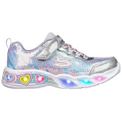 Skechers Kids SWEETHEART LIGHTS Sneaker Klettschuh, Freizeitschuh, Blinkschuh mit schimmerndem Metallic Look rosa|silberfarben 35 EU