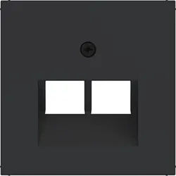 Hager WAF1108BM Zentralstück für UAE Steckdose 2-fach, Schrägauslass, A.x/C.x, nachtschwarz matt