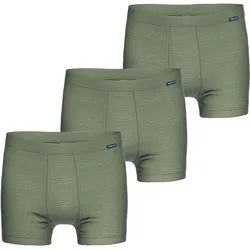 Retro Pants AMMANN "3er Pack Hose kurz mit Eingriff Day Classic / Jeans Feinripp", Herren, Gr. 7, grün (forst), Obermaterial: 75% Baumwolle CO. 25% Polyester PES., Unterhosen