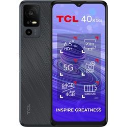 Topco TCL 40R 5G 4/128GB BLACK W3 (128 GB, Starlight Black, 6.60", Hybrid Dual SIM, 50 Mpx, 5G), Smartphone, Schwarz