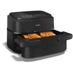 Philips Heißluftfritteuse Airfryer 1000 Flexible Basket NA150/00, zwei Körbe mit 7.1L, 2450 W, RapidAir Technologie und 10 Kochfunktionen; Schwarz schwarz