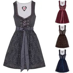 Spieth & Wensky Dirndl Bea Dirndl Dirndl Bea 2-teiliges Midi-Dirndl Kleid Dirndl Trachtenkleid kurz grau 38/M
