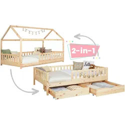 Stauraumbett Duo ca. 140x200 cm Kiefer massiv