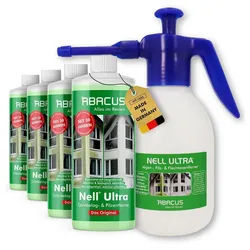 ABACUS Nell Ultra Algenentferner, Grünbelagentferner mit 1,8L Sprühflasche Grünbelagentferner (Bekannt aus QVC, [5-St. Ergiebiges Konzentrat Selbsttätig mit Langzeitschutz)