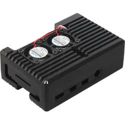 RPI CASE ALU2FAN - Gehäuse für Raspberry Pi 4, Alu, Dual-Lüfter, schwarz