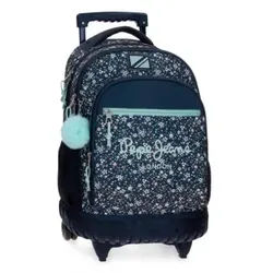 Pepe Jeans Unisex für Kinder. 6712921 Alenka 2R Rucksack auf Rädern in marineblau (OSFA), Lässig, Polyester, Kinderbekleidung
