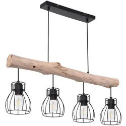 GLOBO LIGHTING Hängeleuchte, Leuchtmittel nicht inklusive, Design Decken Hänge Leuchte Holz Balken Pendel Spot Ess Zimmer braun