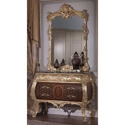 Casa Padrino Barockspiegel Luxus Barock Kommode mit Spiegel Braun / Schwarz / Gold - Barock Spiegelkommode - Prunkvolle Barock Möbel - Hotel Möbel - Schloss Möbel - Luxus Qualität - Made in Italy