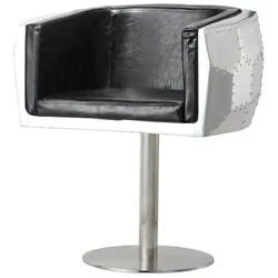 Xlmoebel Barhocker Lehnstuhl aus Leder und Aluminium im modernen Flieger-Design (1 St), Hergestellt in Europa silberfarben