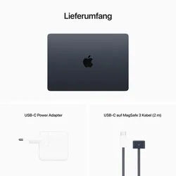 Apple Aktion % | MacBook Air M2, 2022 MLY43D/A Mitternacht Apple M2 Chip mit 10-Core GPU, 8GB RAM, 512GB SSD, macOS - 2022 | Laptop by NBB