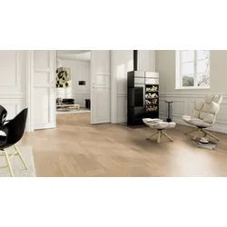 ter Hürne Contours Collection Parkett ausgeglichen gebürstet, farbig naturgeölt Flechtmuster Naturholz Parkett Eiche sandgrau 2390x200x13 mm