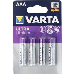 Varta Lithium Batterie AAA, Micro, FR03, 6103, Varta Ultra Lithium, 1,5V, 4er-Blister
