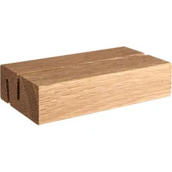 Kartenhalter aus Holz, Sockel für variables Stecksystem MODUL 105 mm | Eichenholz | gerader und schräger Einsteckschlitz