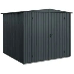 Hörmann Metall-Gerätehaus EcoStar Premiumline mit Satteldach B 238 x T 238 cm (Typ 2), Motiv Modern (mit schmalen Lamellen), Doppeltür, Anthrazitgrau (RAL 7016)