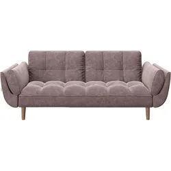 3-Sitzer-Sofa mit Schlaffunktion Rosa Samtbezug