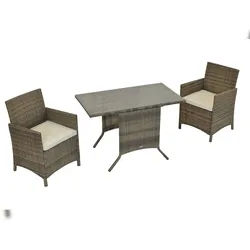 Merxx Treviso Set 5tlg., 2 Sessel, 2 Kissen, 1 Tisch 115 x 64 cm, Stahl/Kunststoffgeflecht