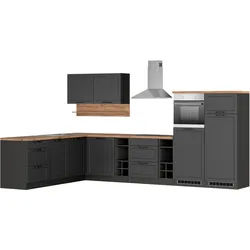 Kochstation Küche KS-Lana, Stellbreite 240/360 cm, wahlweise mit E-Geräten grau