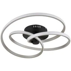 GLOBO LIGHTING LED Deckenleuchte GLYXAR, LED fest integriert, Warmweiß, Deckenlampe, geschwungen, Designleuchte, Wohnzimmer, Esszimmer silberfarben