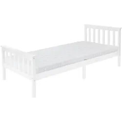 Ml-Design Holzbett mit Matratze 90x200 cm Weiß aus Kiefernholz , Holz , Echtholz,Kiefer , Rechteckig , 90x200 cm , Kinder- & Jugendzimmer, Kindermöbel, Kinderbetten, Kindereinzelbetten
