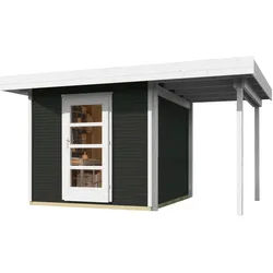Weka Gartenhaus Designhaus wekaLine 172 A mit Anbau (150 cm)-A Gr. 2 (385 x 240 cm)-anthrazit - 50 % Rabatt auf Dacheindeckung