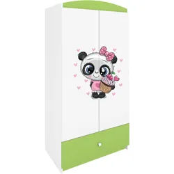 Raumhirsch Furniture Kinderkleiderschrank Panda , Grün , Holzwerkstoff , Rechteckig , 90x175x52 cm , Babymöbel & Kindermöbel, Babyzimmer, Babykleiderschränke