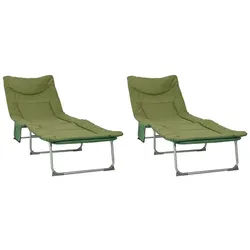 vidaXL Gartenliege Klappbare Sonnenliege mit Kissen 2 pcs Dunkelgrün, 2 St. grün