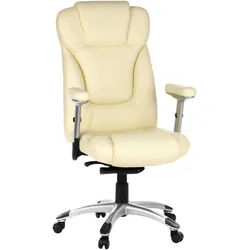 Mid.you Chefsessel , Creme, Silberfarben , Kunststoff, Textil , Drehkreuz , 63x131x53 cm , Wippfunktion, Sitzfläche 360° drehbar , Büromöbel, Bürostühle, Chefsessel