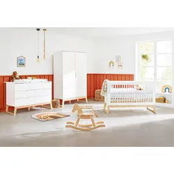 Pinolino Babyzimmer , Weiß, Eschefarben , Holz, Holzwerkstoff , Esche , massiv , 5 Fächer , 6 Schubladen , in verschiedenen Größen erhältlich,zum Juniorbett umbaubar, höhenverstellbar, Sprossen mit Normabstand, Aufbauanleitung im Karton, Lattenrost inklusive, Schlupfsprossen , Baby & Kindermöbel, Babyzimmer, Babyzimmer-serien