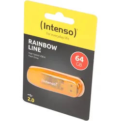 Intenso USB 2.0 Stick 64GB, Rainbow Line, orange (R) 28MB/s, (W) 6.5MB/s, Retail-Blister