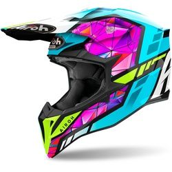 Airoh Wraaap Diamond Motocross Helm, pink-blau-gelb, Größe XS