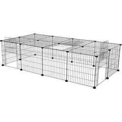 Freilaufgehege mit Abdeckung, Metall, 152 × 38 × 72 cm, schwarz