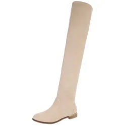 Ital-Design Elegante Overknee-Stiefel aus weichem Material für Damen Stiefel (90727019) Blockabsatz Overknees in Beige beige|braun 41 EU