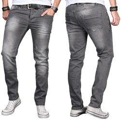 Slim-fit-Jeans ALESSANDRO SALVARINI "ASLuca" Gr. W29 L32, Länge 32, grau (as046) Herren Jeans Slim Fit Stretch mit Elasthan