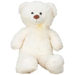 Geschenkestadl Kuscheltier Teddybär XXL – in braun und weiß - ist immer für eine Umarmung da (Kuschelbär XXL), Plüschbär mit Knopfaugen weiß