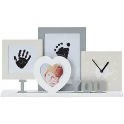 My Baby Lou Bilderrahmen , Grau, Weiß, Beige , Holzwerkstoff , rechteckig , 38.5x22x5 cm , RoHS , Bilder & Rahmen, Bilderrahmen, Bilderrahmen & Fotorahmen