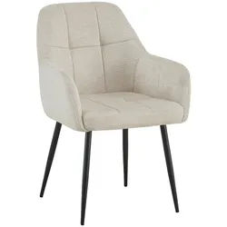 Mid.you Armlehnstuhl , Schwarz, Beige , Metall, Textil , Rundrohr , 58x88x63 cm , inklusive Armlehnen , Esszimmer, Esszimmerserien