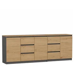 Raumhirsch Furniture Kommode Sideboard 200 cm breit (Maße 40 x 200 x 75 cm, 6 Schubladen, 3 Schranktüren)