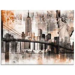 Artland Glasbild »New York Skyline Collage V«, Amerika, (1 St.), in verschiedenen Größen Artland orange