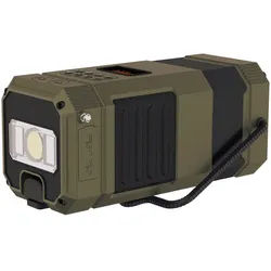 Mican Led-Campingleuchte , Schwarz, Olivgrün , Kunststoff , 9x20x9 cm , Ladeanzeige, Tragegriff, eingebaute Powerbank mit USB-Buchse , Freizeit & Co, Camping, Campingzubehör