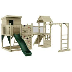 OutdoorToys Spielturm Joost, aus Holz in Dunkelgrün mit Rutsche grün