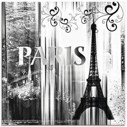 Artland Glasbild »Paris Weltstadt - Abstrakte Collage 04«, Gebäude, (1 St.), in verschiedenen Größen Artland schwarz