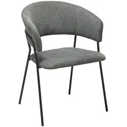 Mid.you Armlehnstuhl , Grau, Schwarz , Metall, Textil , Rundrohr , 57x77x58 cm , inklusive Armlehnen , Esszimmer, Esszimmerserien