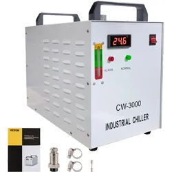 VEVOR Industrieller Wasserkühler CW-3000AG CO2 Laser Rohrkühler 9 L Wasserkühler 50 W 220 V zum Kühlen von CO2-Glaslaserröhre 10L / Min