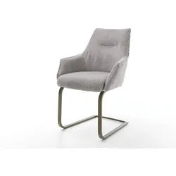 Freischwinger Alja-Flex mit Armlehnen Cord Silbergrau Freischwinger flach Effektfinish Titan Taschenfederkern