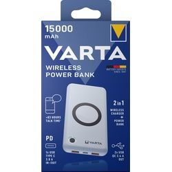 Varta Akku Powerbank, 3,7V/15.000mAh, Wireless, 2xUSB-A/1xUSB-C, QC 3.0, Power Delivery, Retail-Blister