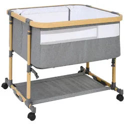 Jimmylee Beistellbett , Grau, Weiß, Ecru , Metall, Kunststoff, Textil, Holzwerkstoff , 84x83.2x84 cm , Reißverschluss, Bezug abnehmbar, Bezug waschbar, Netzfenster, höhenverstellbar, sehr stabil , Babymöbel & Kindermöbel, Babyzimmer, Babybetten