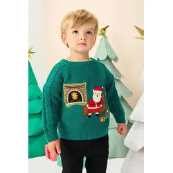Next Weihnachtspullover Weihnachtlicher Strickpullover (1-tlg) grün 68 (6M)