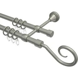 GARDINENSTANGE Primus Allegra 320 cm (geteilt in 2 x 160 cm), 2-läufig, 16 mm Ø Chrom matt