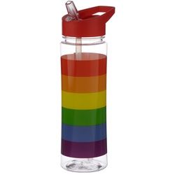 Regenbogen wiederverwendbare Plastik-Wasserflasche mit faltbarem Strohhalm 550ml